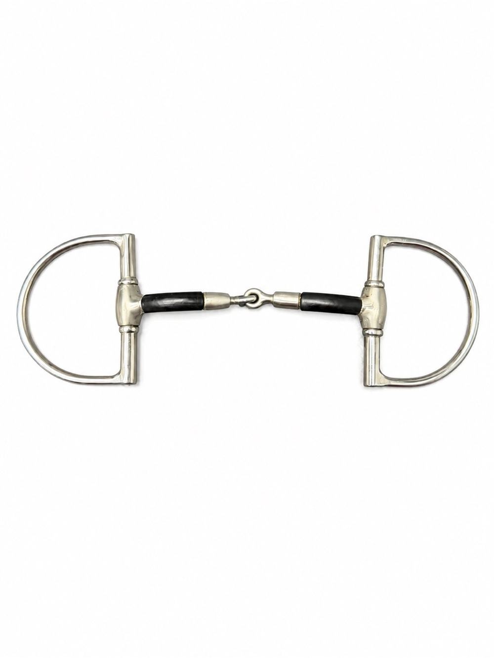 Custom 5.25” rubber double jointed silver D-Ring Snaffle Bit